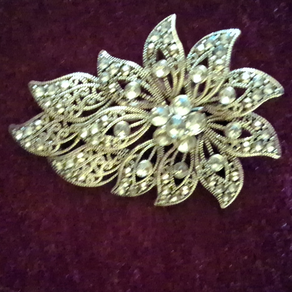 Elegant Silver Floral Brooch